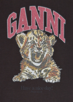 Heavy cotton jersey tiger caviar tee Phantom A1050248 Ganni
